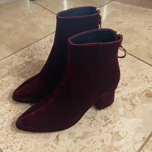 Reike Nen Red Velvet Mid Heel Ankle Boots